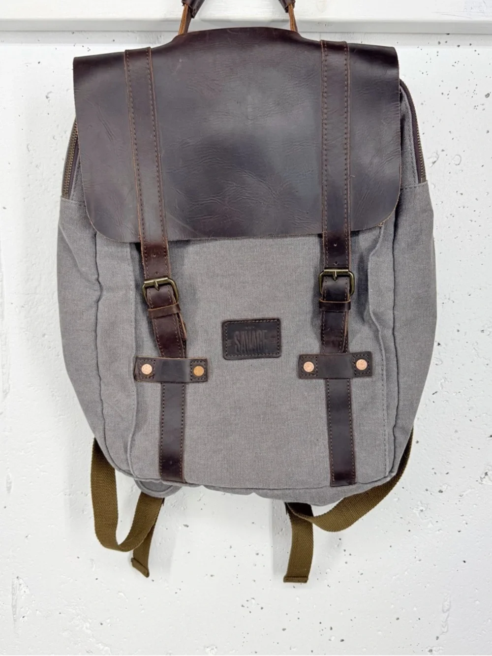 Savage Supply Leo Brown Canvas and Leather Backpack
